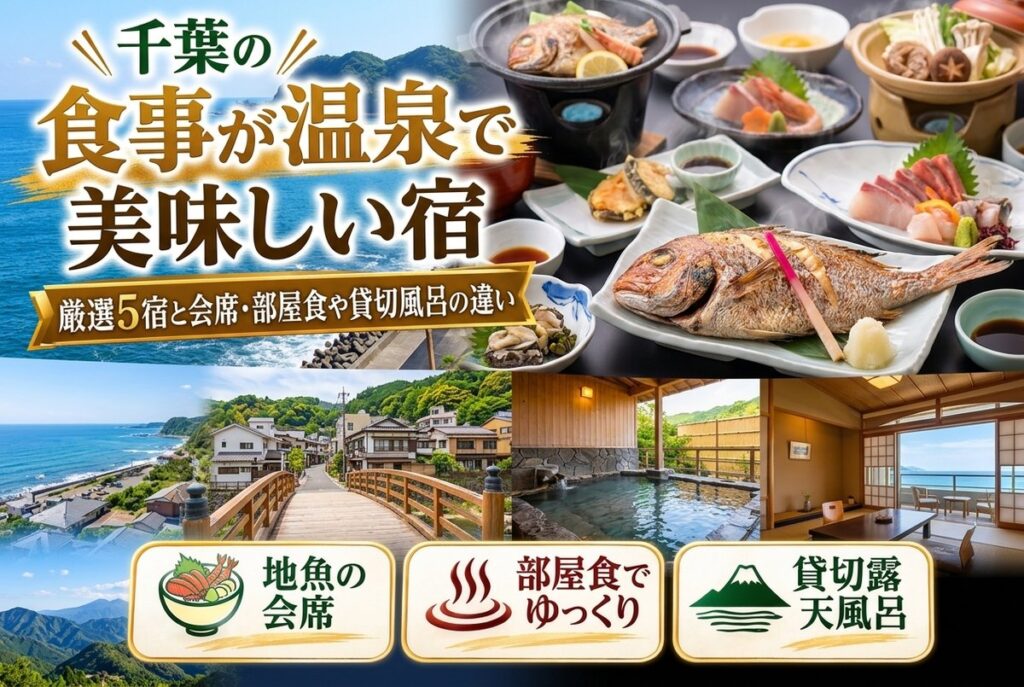 【千葉の温泉で食事が美味しい宿】厳選5宿と会席・部屋食や貸切風呂の違い