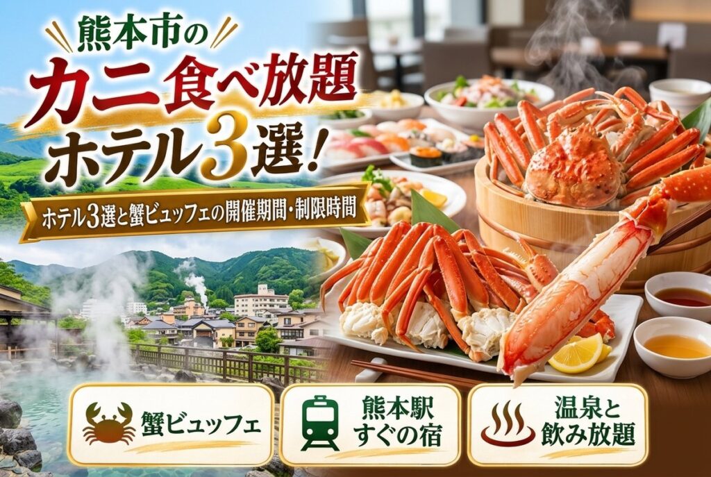 【熊本市のカニ食べ放題】ホテル3選と蟹ビュッフェの開催期間・制限時間