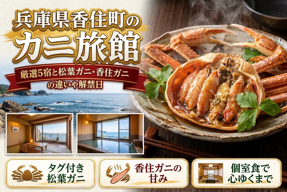 【兵庫県香住町のカニ旅館】厳選5宿と松葉ガニ・香住ガニの違いや解禁日