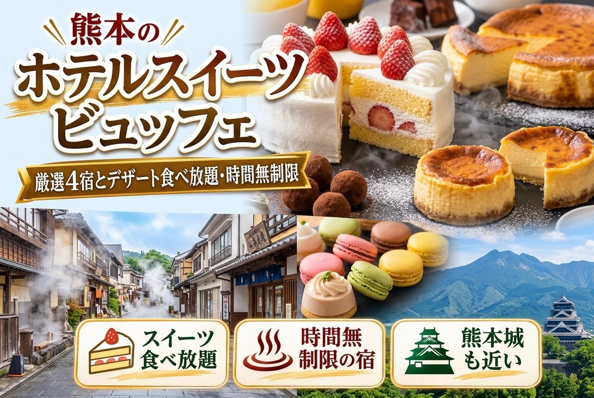 【熊本のホテルスイーツビュッフェ】厳選4宿とデザート食べ放題・時間無制限
