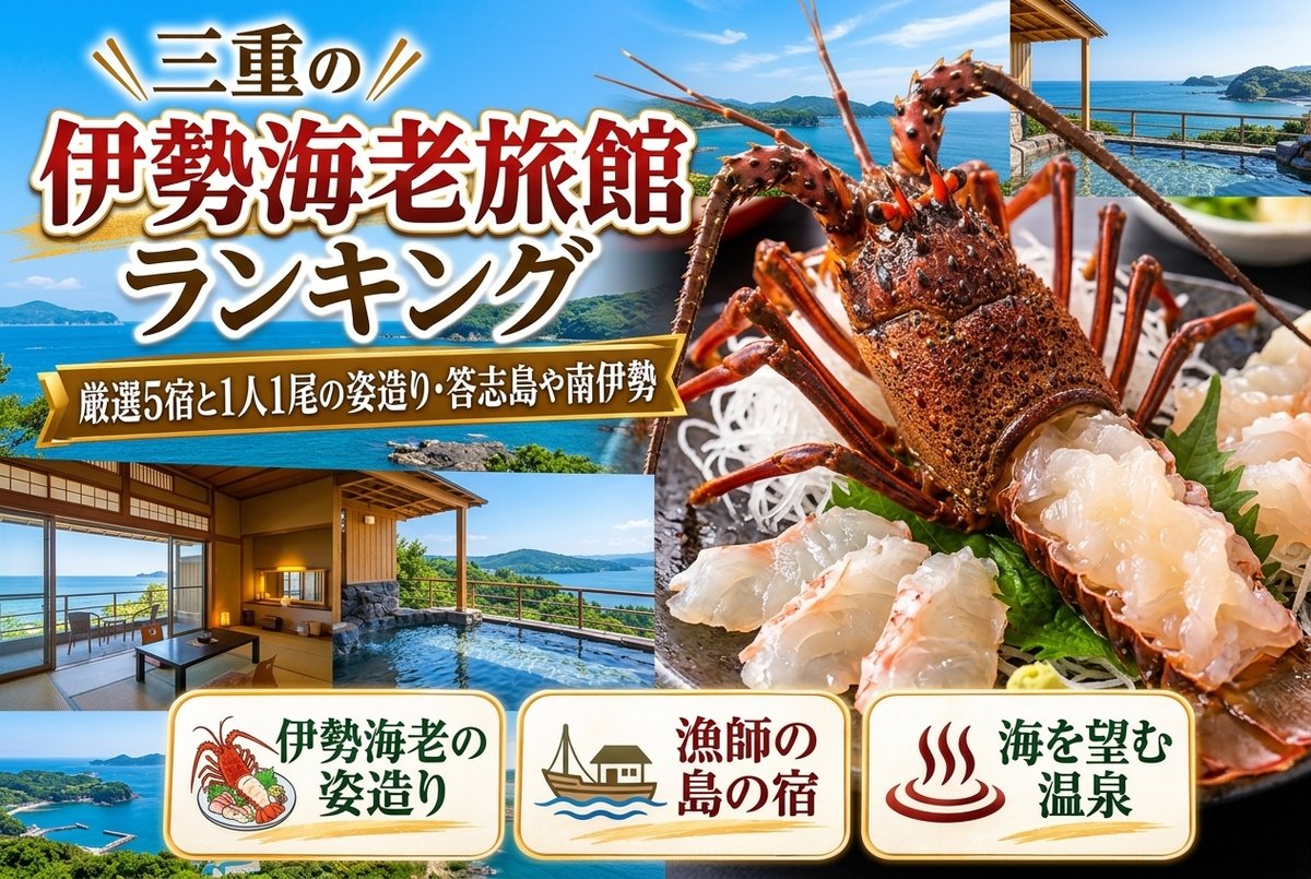 【三重の伊勢海老旅館ランキング】厳選5宿と1人1尾の姿造り・答志島や南伊勢