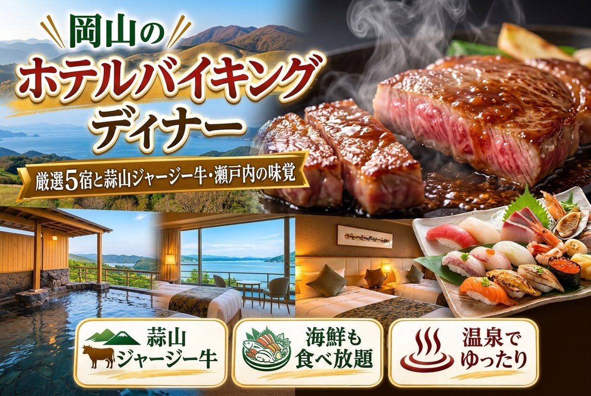 【岡山のホテルバイキングディナー】厳選5宿と蒜山ジャージー牛・瀬戸内の味覚
