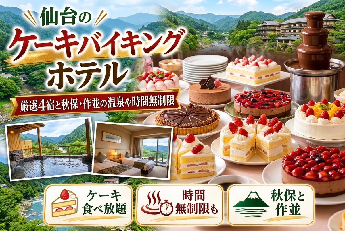 【仙台のケーキバイキングホテル】厳選4宿と秋保・作並の温泉や時間無制限