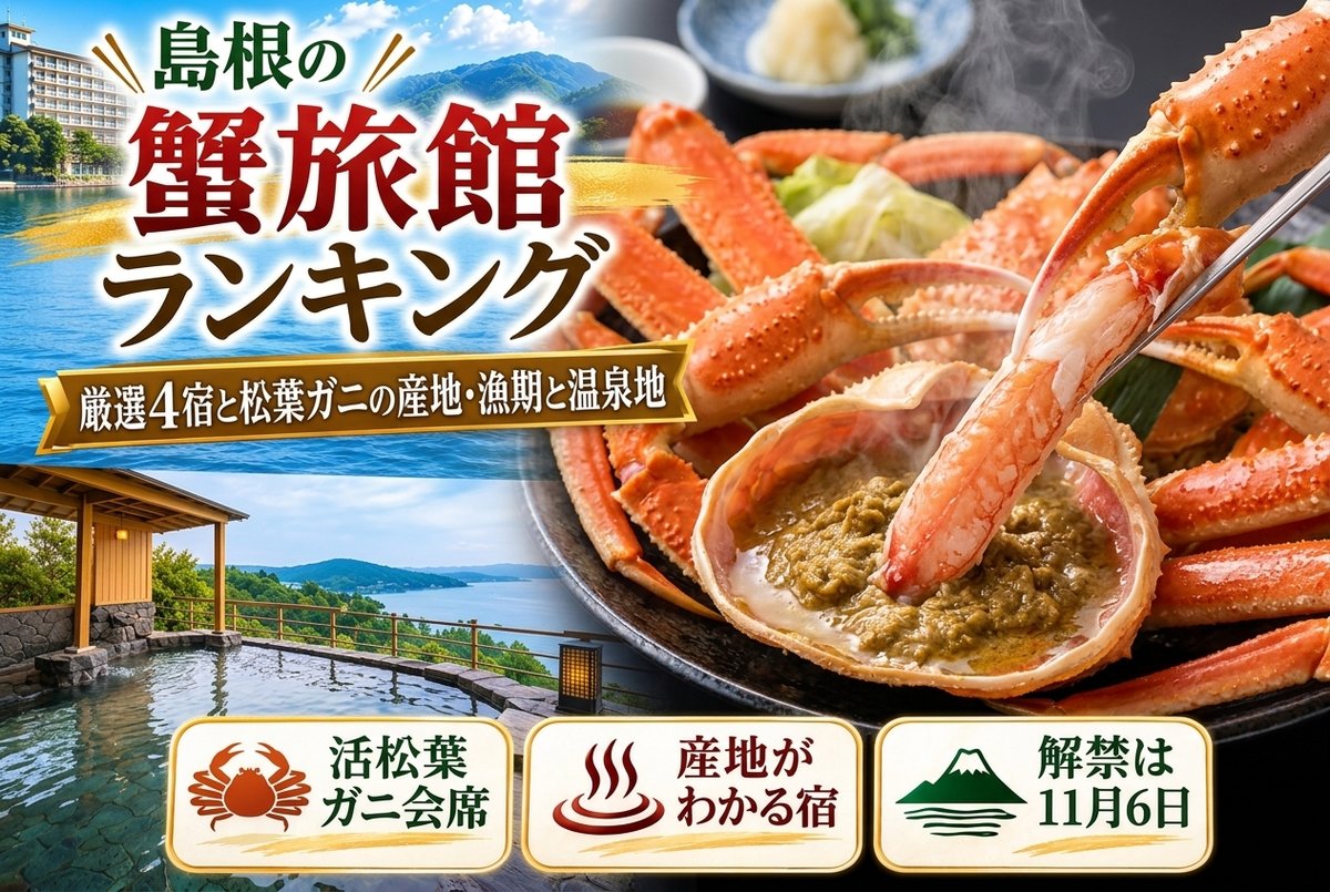 【島根の蟹旅館ランキング】厳選4宿と松葉ガニの産地・漁期と温泉地