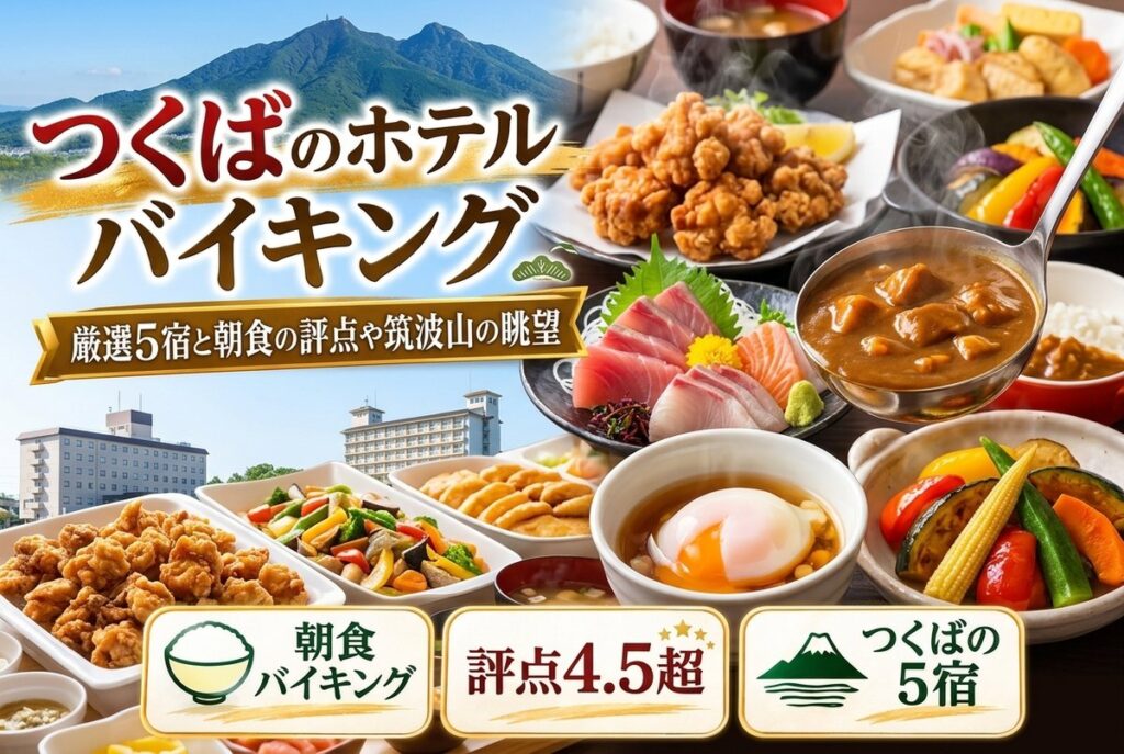 【つくばのホテルのバイキング】厳選5宿と朝食の評点や筑波山の眺望