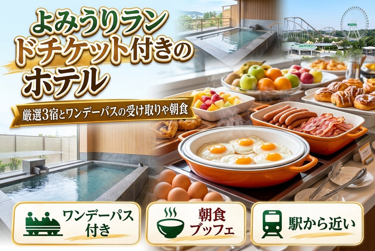 【よみうりランドチケット付きのホテル】厳選3宿とワンデーパスの受け取りや朝食